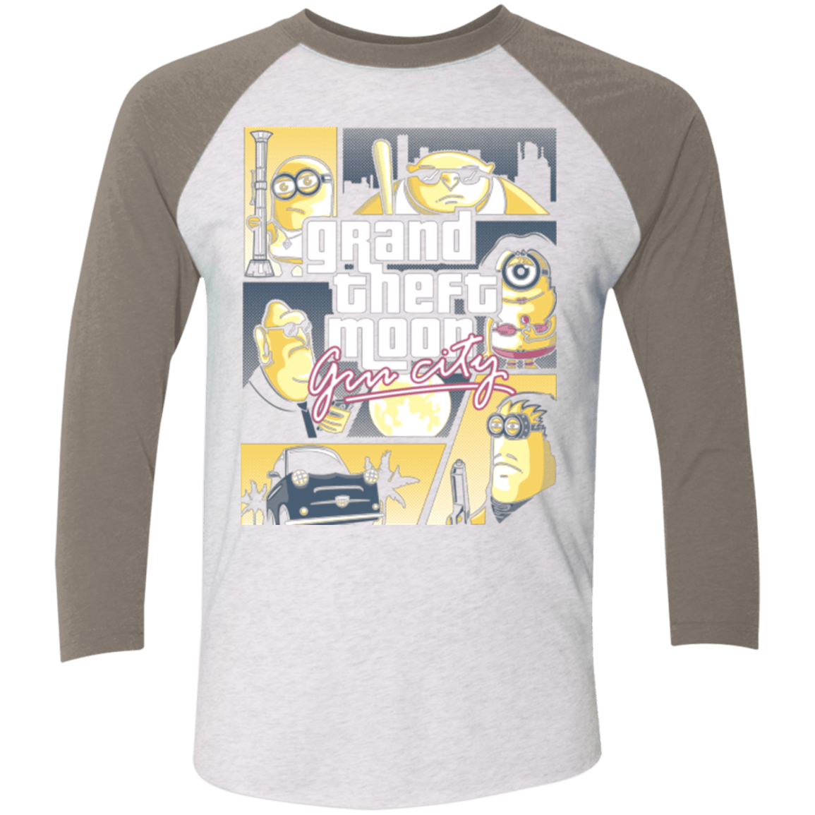 T-Shirts Heather White/Vintage Grey / X-Small Grand theft moon Men's Triblend 3/4 Sleeve