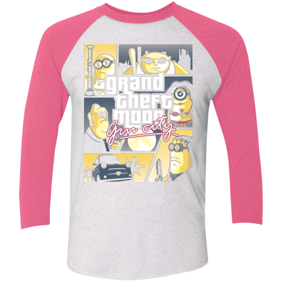 T-Shirts Heather White/Vintage Pink / X-Small Grand theft moon Men's Triblend 3/4 Sleeve