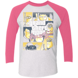 T-Shirts Heather White/Vintage Pink / X-Small Grand theft moon Men's Triblend 3/4 Sleeve