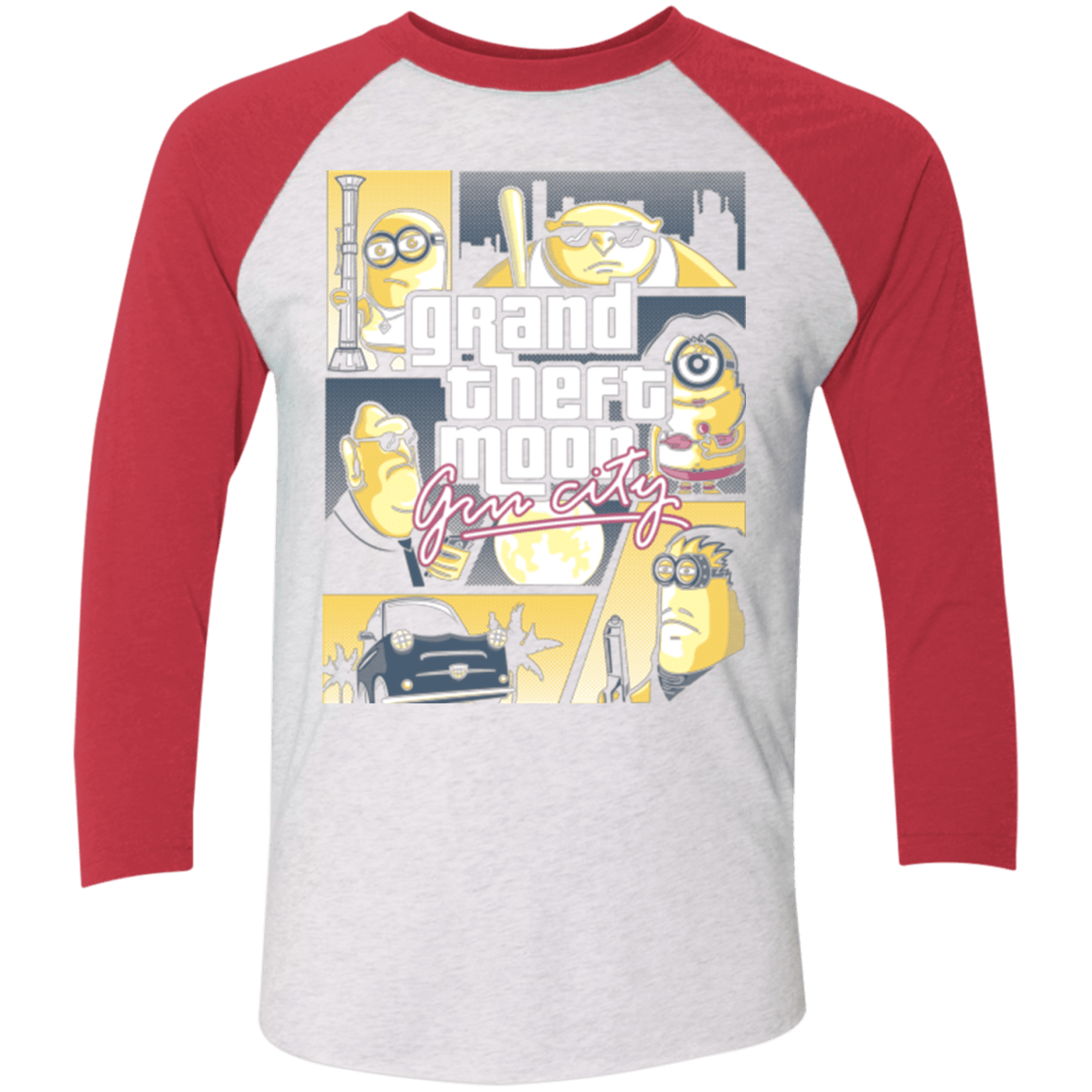 T-Shirts Heather White/Vintage Red / X-Small Grand theft moon Men's Triblend 3/4 Sleeve