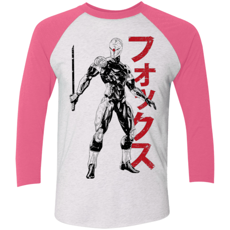 T-Shirts Heather White/Vintage Pink / X-Small Gray Fox Men's Triblend 3/4 Sleeve
