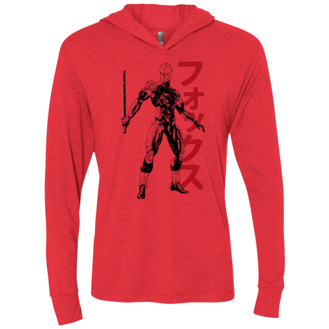 T-Shirts Vintage Red / X-Small Gray Fox Triblend Long Sleeve Hoodie Tee