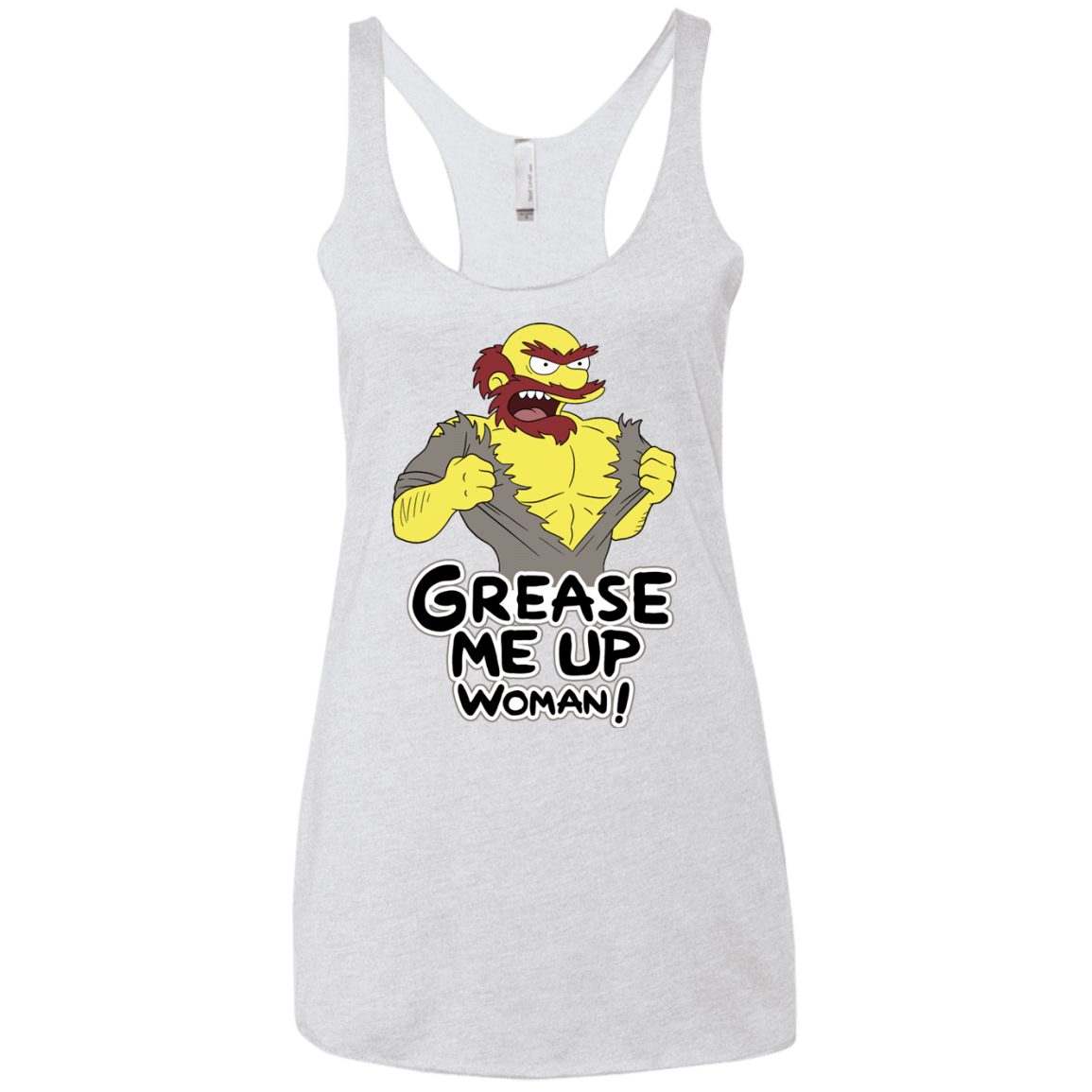 T-Shirts Heather White / X-Small Grease Me Up Women's Triblend Racerback Tank