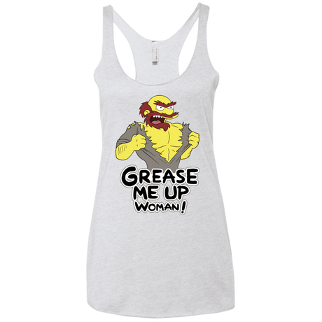 T-Shirts Heather White / X-Small Grease Me Up Women's Triblend Racerback Tank