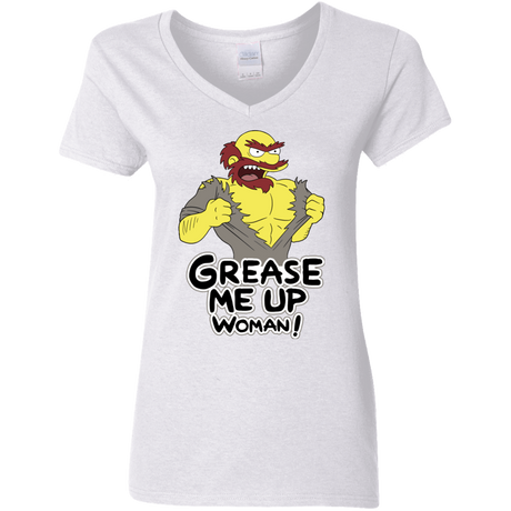 T-Shirts White / S Grease Me Up Women's V-Neck T-Shirt