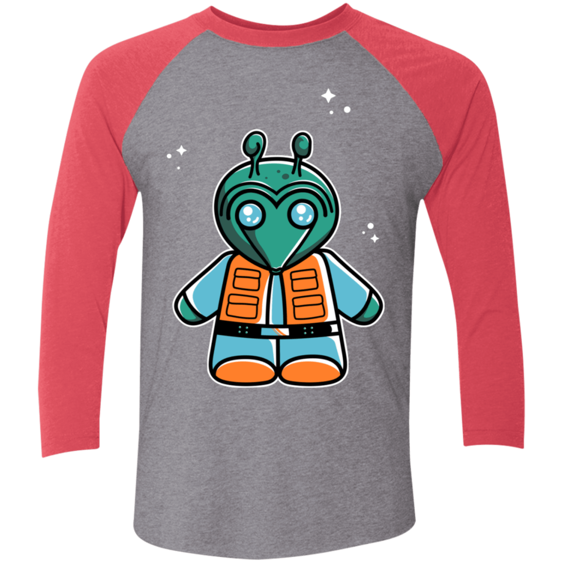 T-Shirts Premium Heather/Vintage Red / X-Small Greedo Cute Men's Triblend 3/4 Sleeve