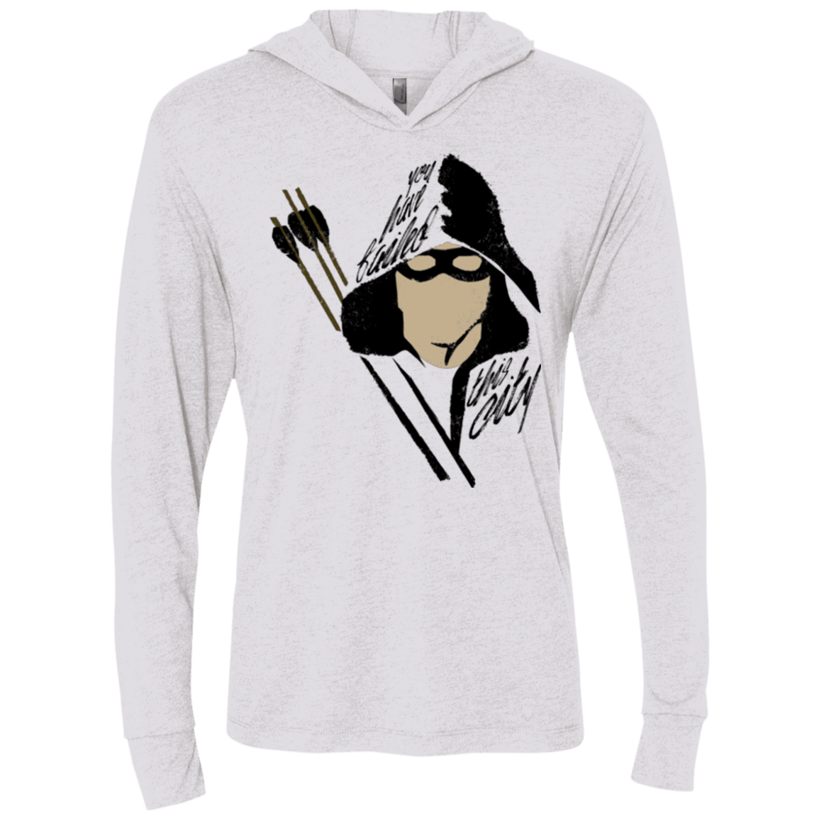 T-Shirts Heather White / X-Small Green Archer Triblend Long Sleeve Hoodie Tee