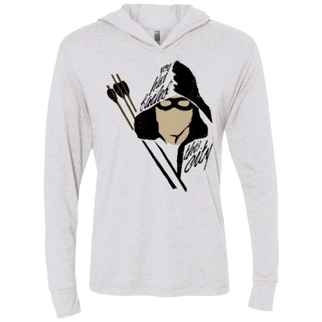 T-Shirts Heather White / X-Small Green Archer Triblend Long Sleeve Hoodie Tee