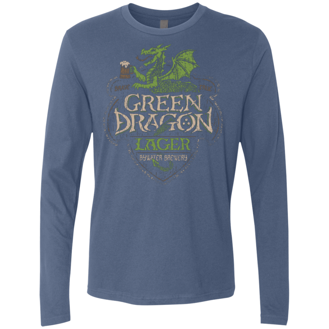 T-Shirts Indigo / Small Green Dragon Men's Premium Long Sleeve