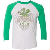 T-Shirts Heather White/Envy / X-Small Green Dragon Men's Triblend 3/4 Sleeve
