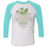 T-Shirts Heather White/Tahiti Blue / X-Small Green Dragon Men's Triblend 3/4 Sleeve