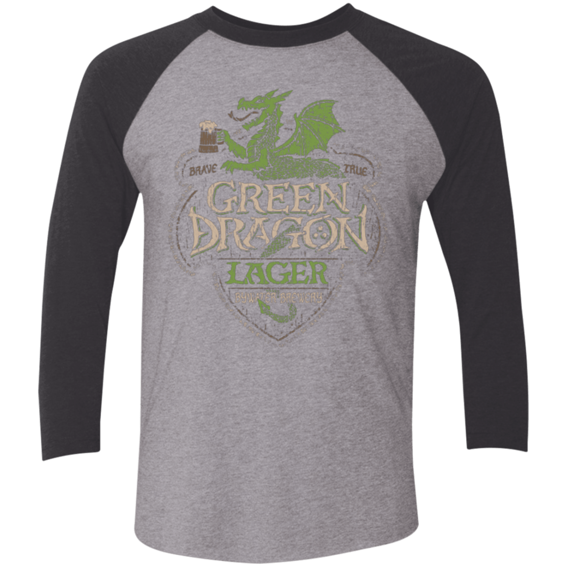 T-Shirts Premium Heather/ Vintage Black / X-Small Green Dragon Men's Triblend 3/4 Sleeve