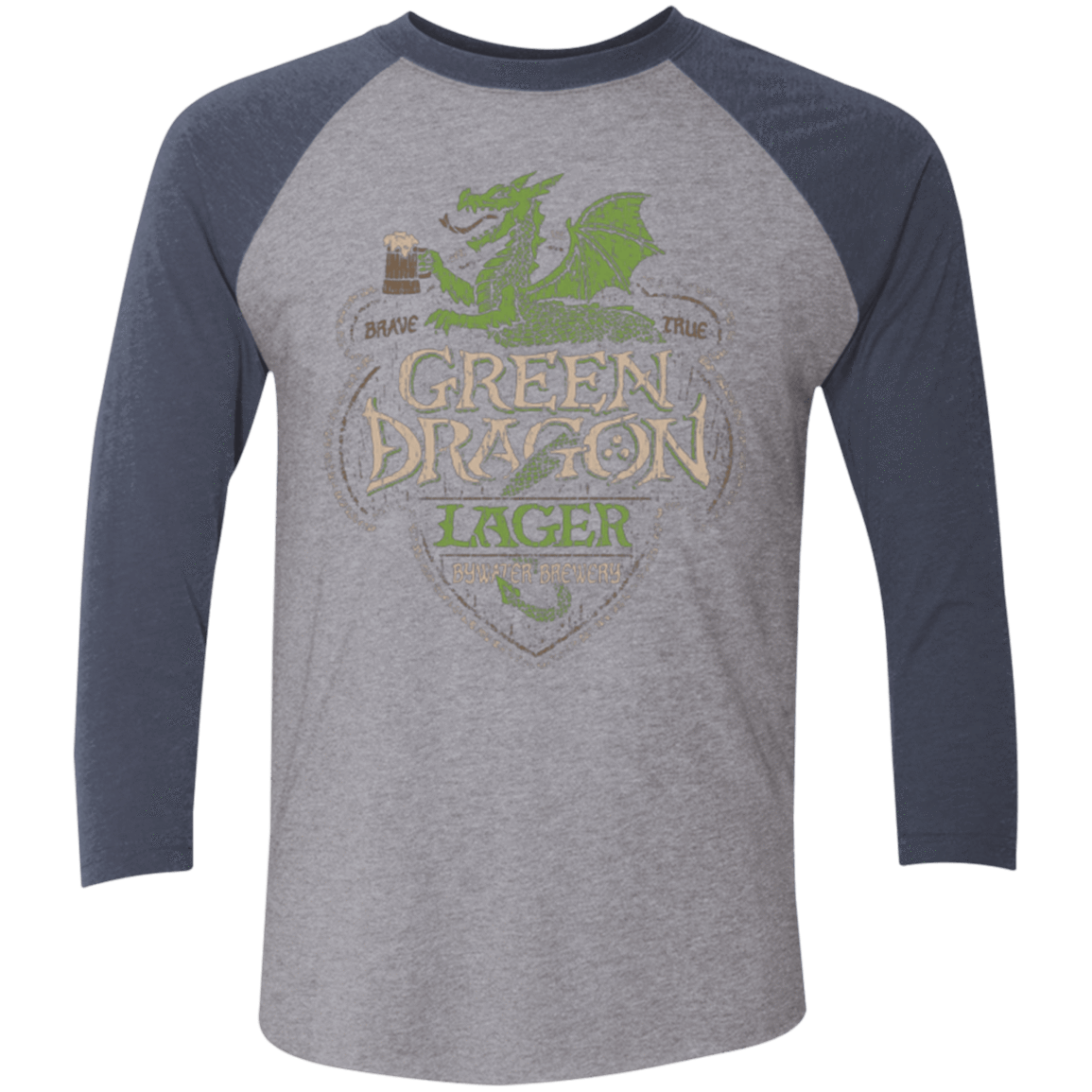 T-Shirts Premium Heather/ Vintage Navy / X-Small Green Dragon Men's Triblend 3/4 Sleeve