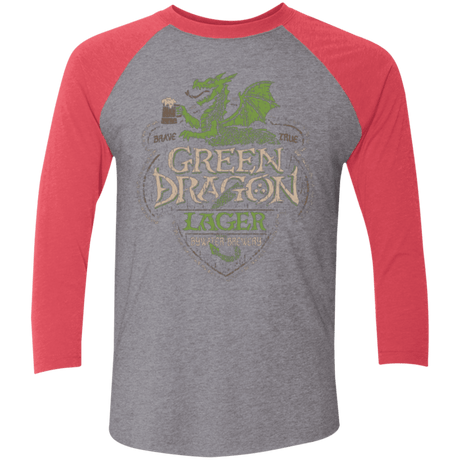T-Shirts Premium Heather/ Vintage Red / X-Small Green Dragon Men's Triblend 3/4 Sleeve