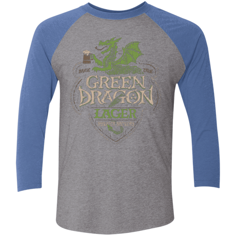 T-Shirts Premium Heather/ Vintage Royal / X-Small Green Dragon Men's Triblend 3/4 Sleeve