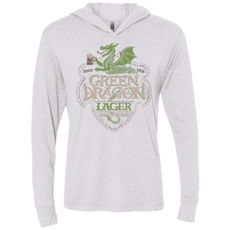 T-Shirts Heather White / X-Small Green Dragon Triblend Long Sleeve Hoodie Tee