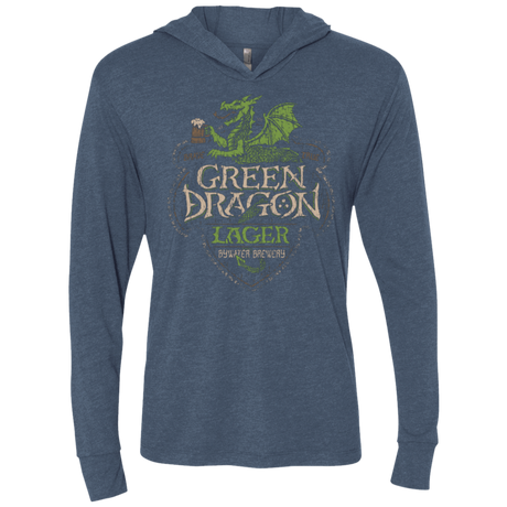 T-Shirts Indigo / X-Small Green Dragon Triblend Long Sleeve Hoodie Tee