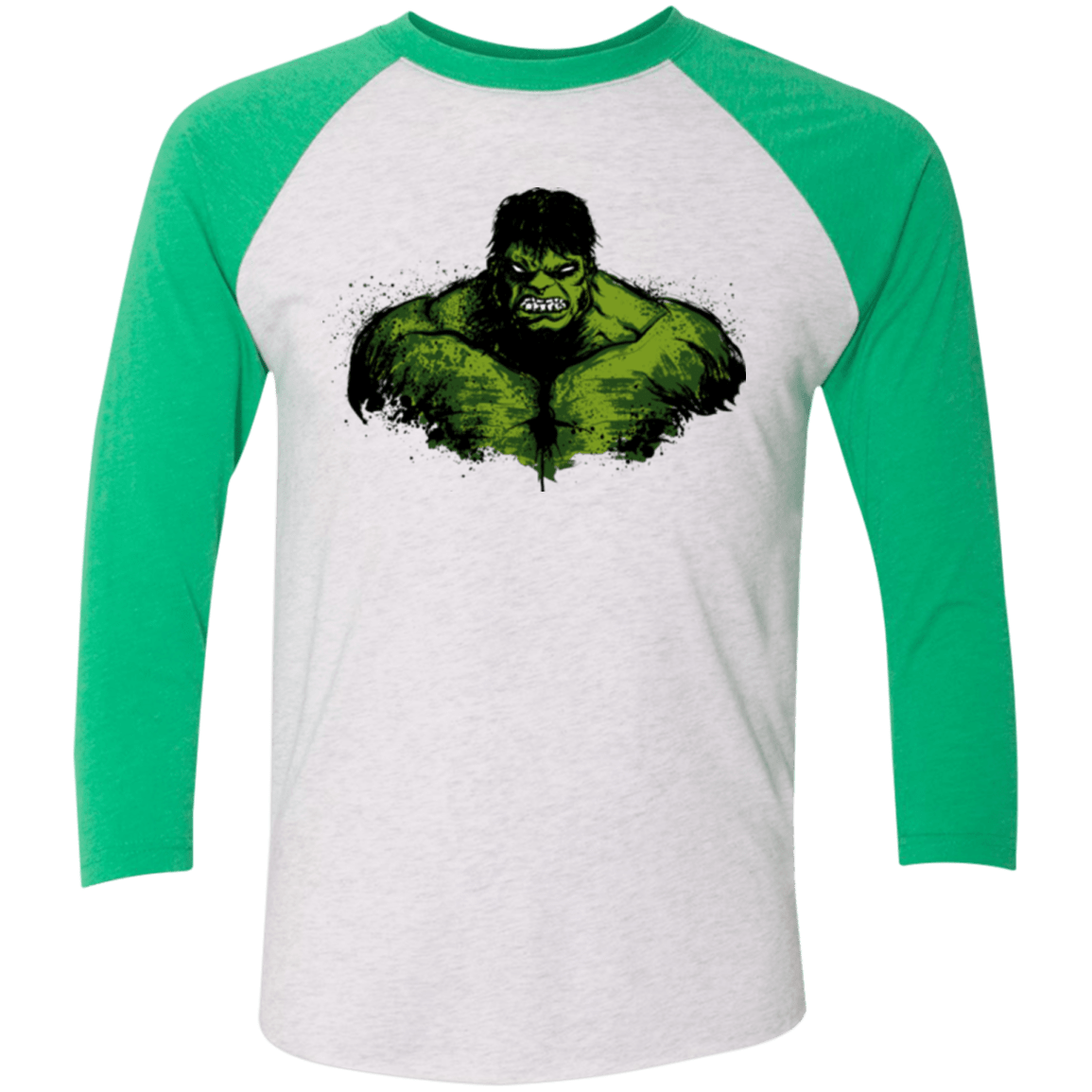 T-Shirts Heather White/Envy / X-Small Green Fury Men's Triblend 3/4 Sleeve