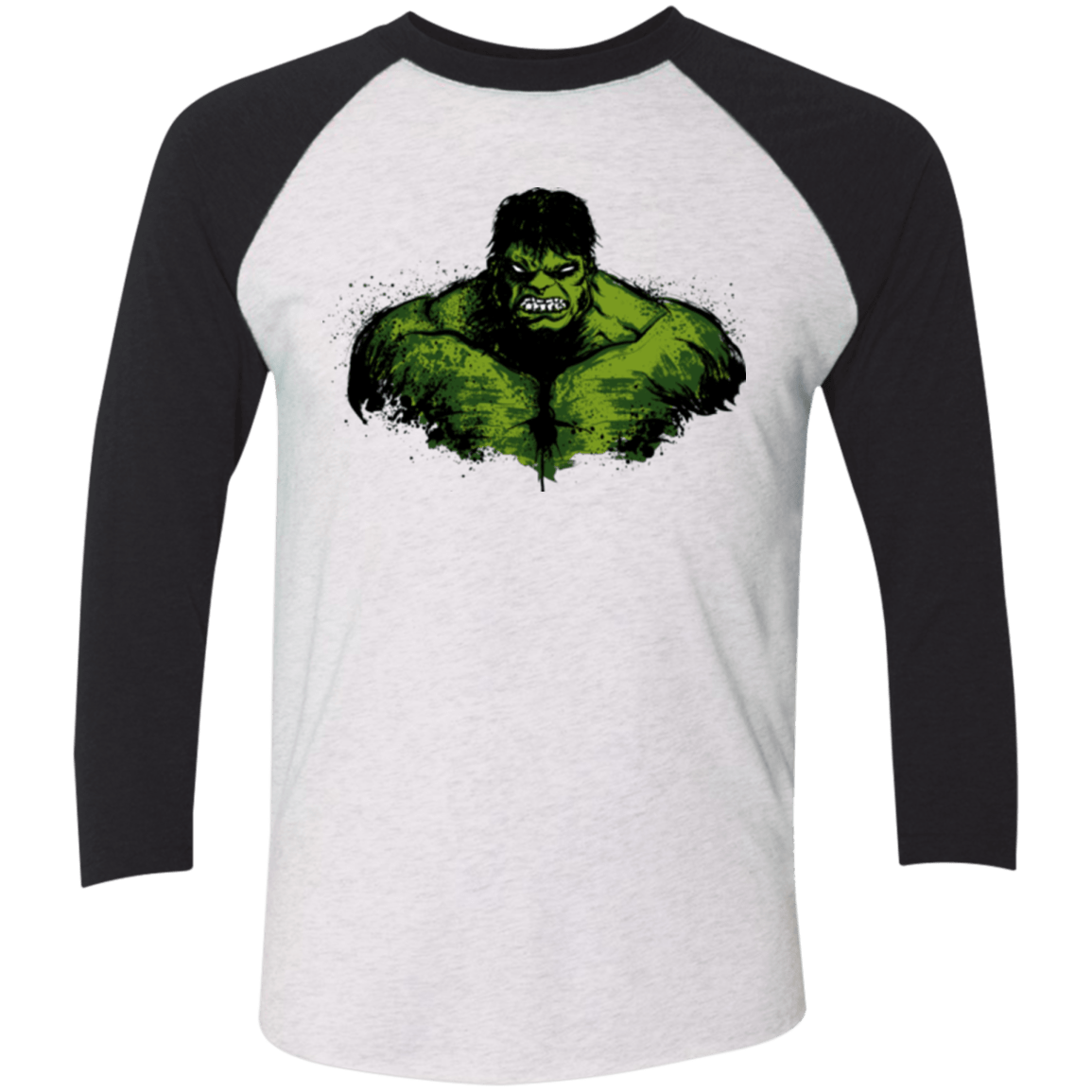 T-Shirts Heather White/Vintage Black / X-Small Green Fury Men's Triblend 3/4 Sleeve