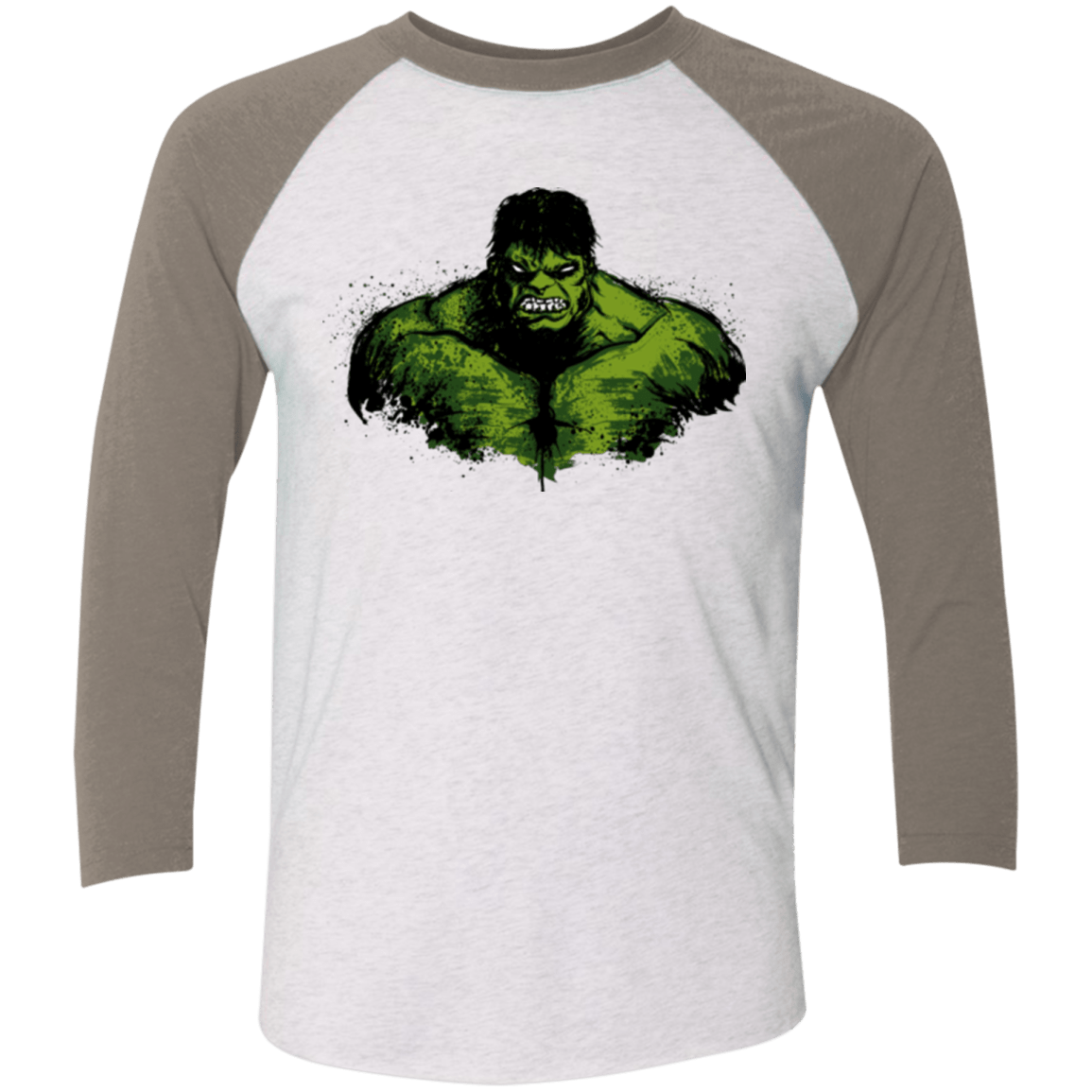 T-Shirts Heather White/Vintage Grey / X-Small Green Fury Men's Triblend 3/4 Sleeve