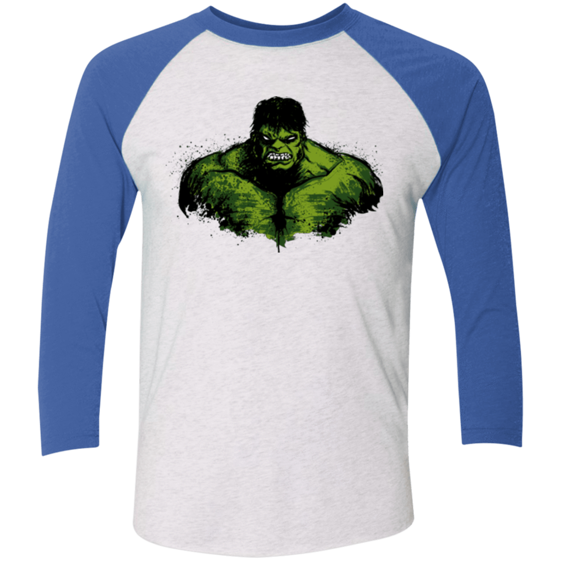 T-Shirts Heather White/Vintage Royal / X-Small Green Fury Men's Triblend 3/4 Sleeve