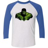 T-Shirts Heather White/Vintage Royal / X-Small Green Fury Men's Triblend 3/4 Sleeve