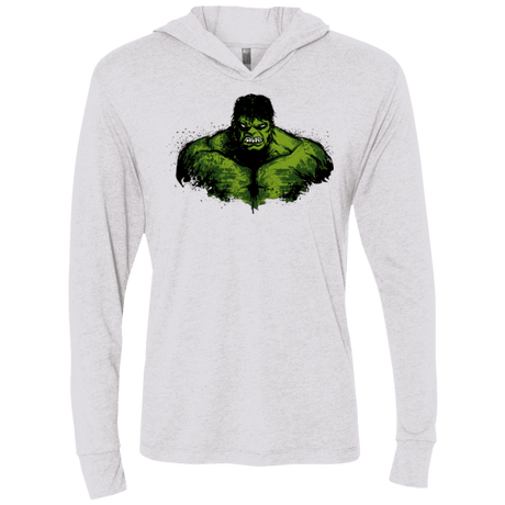 T-Shirts Heather White / X-Small Green Fury Triblend Long Sleeve Hoodie Tee