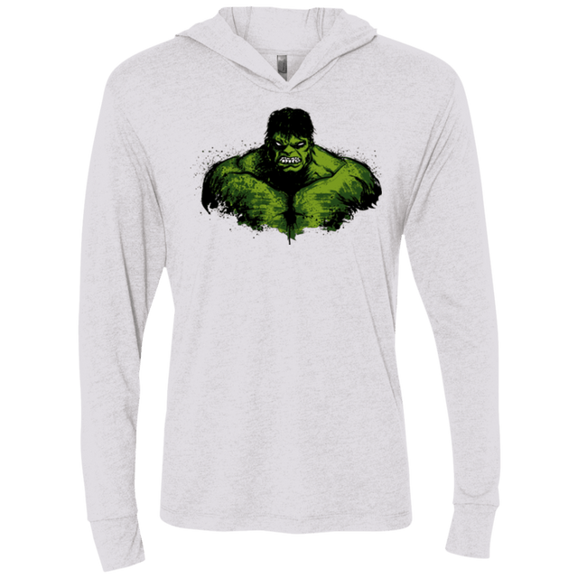 T-Shirts Heather White / X-Small Green Fury Triblend Long Sleeve Hoodie Tee
