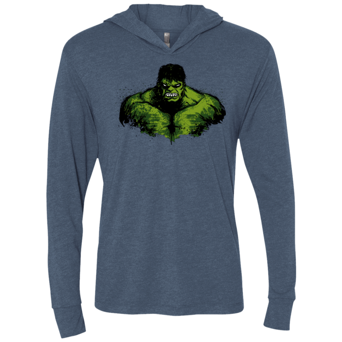 Green Fury Triblend Long Sleeve Hoodie Tee