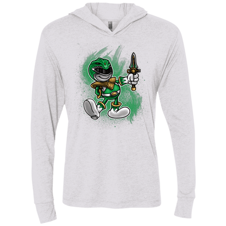 T-Shirts Heather White / X-Small Green Ranger Artwork Triblend Long Sleeve Hoodie Tee