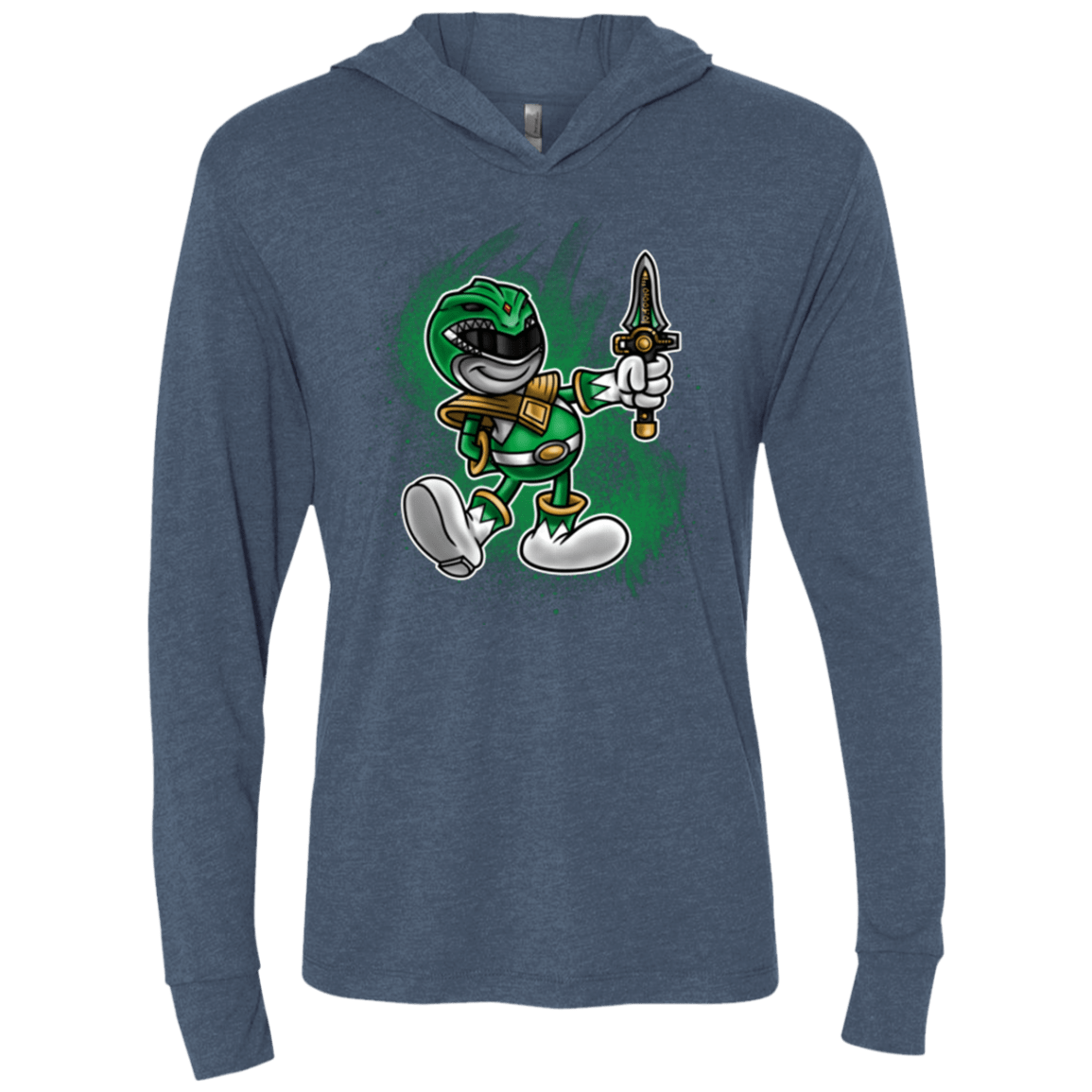 T-Shirts Indigo / X-Small Green Ranger Artwork Triblend Long Sleeve Hoodie Tee