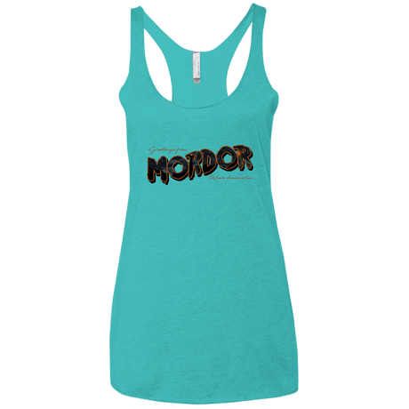 T-Shirts Tahiti Blue / X-Small Greetings From Mordor Women's Triblend Racerback Tank