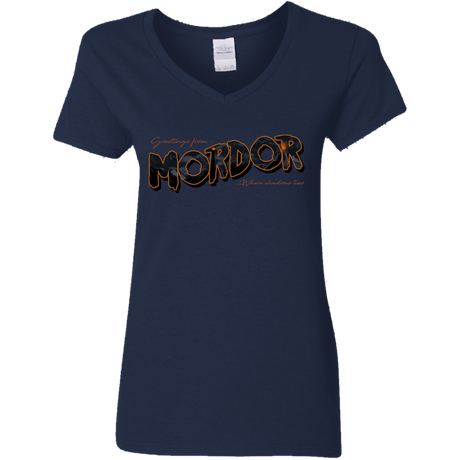 T-Shirts Navy / S Greetings From Mordor Women's V-Neck T-Shirt