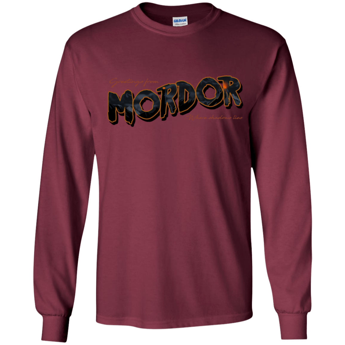T-Shirts Maroon / YS Greetings From Mordor Youth Long Sleeve T-Shirt