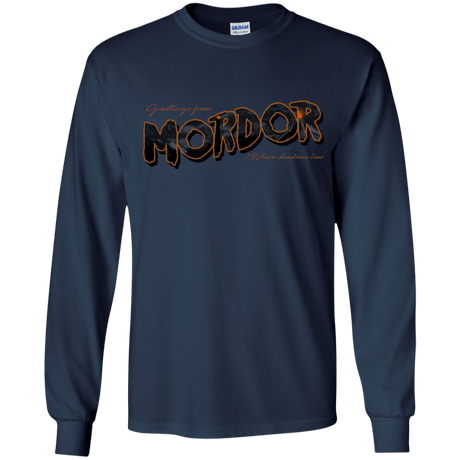 T-Shirts Navy / YS Greetings From Mordor Youth Long Sleeve T-Shirt