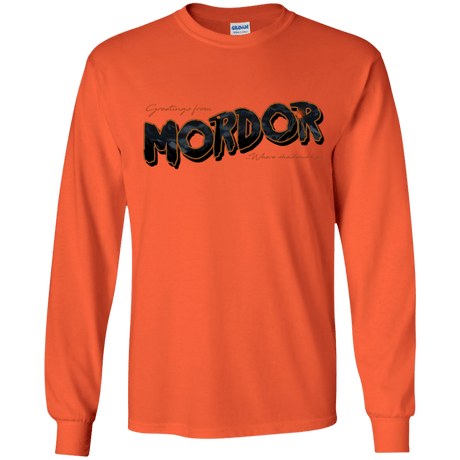 T-Shirts Orange / YS Greetings From Mordor Youth Long Sleeve T-Shirt
