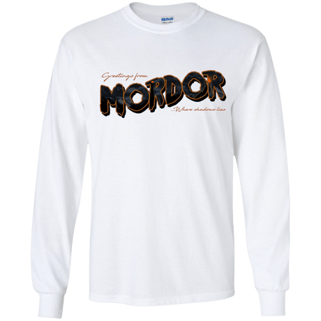 T-Shirts White / YS Greetings From Mordor Youth Long Sleeve T-Shirt