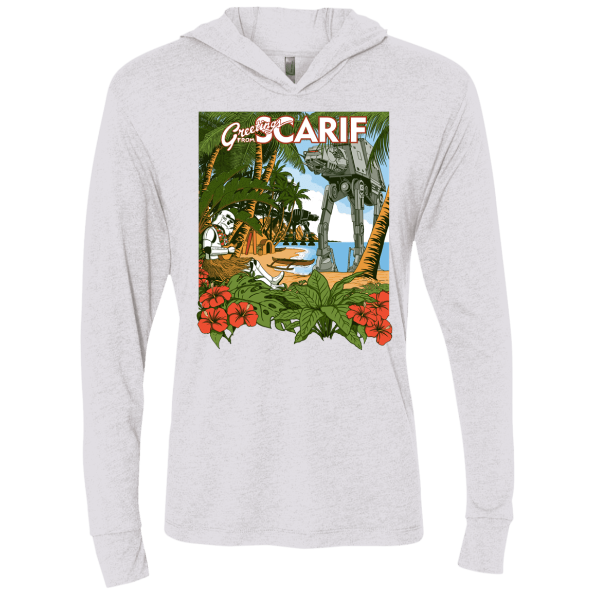 T-Shirts Heather White / X-Small Greetings from Scarif Triblend Long Sleeve Hoodie Tee
