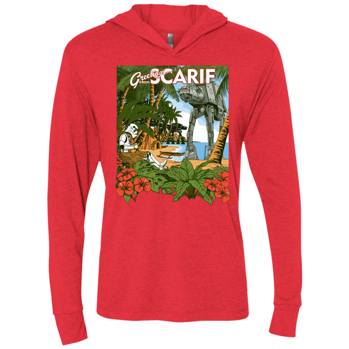 T-Shirts Vintage Red / X-Small Greetings from Scarif Triblend Long Sleeve Hoodie Tee