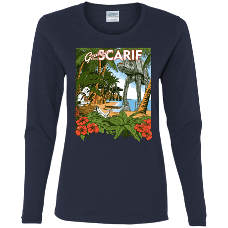 T-Shirts Navy / S Greetings from Scarif Women's Long Sleeve T-Shirt