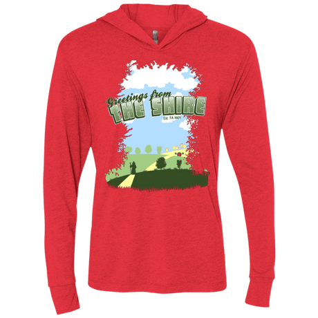 T-Shirts Vintage Red / X-Small Greetings From Shire Triblend Long Sleeve Hoodie Tee