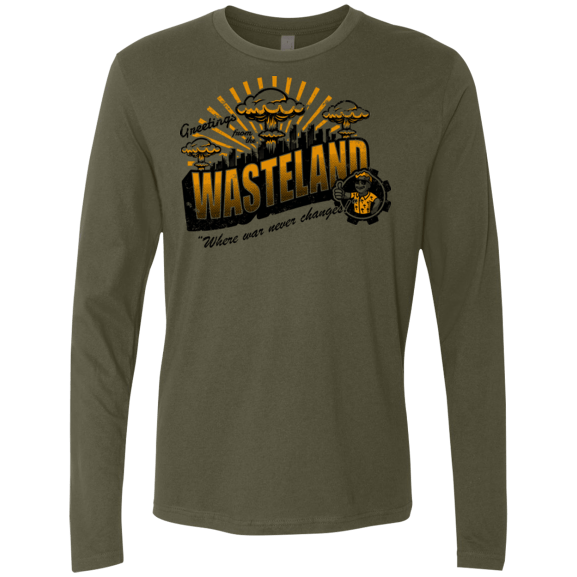 T-Shirts Military Green / Small Greetings from the Wasteland! Men's Premium Long Sleeve