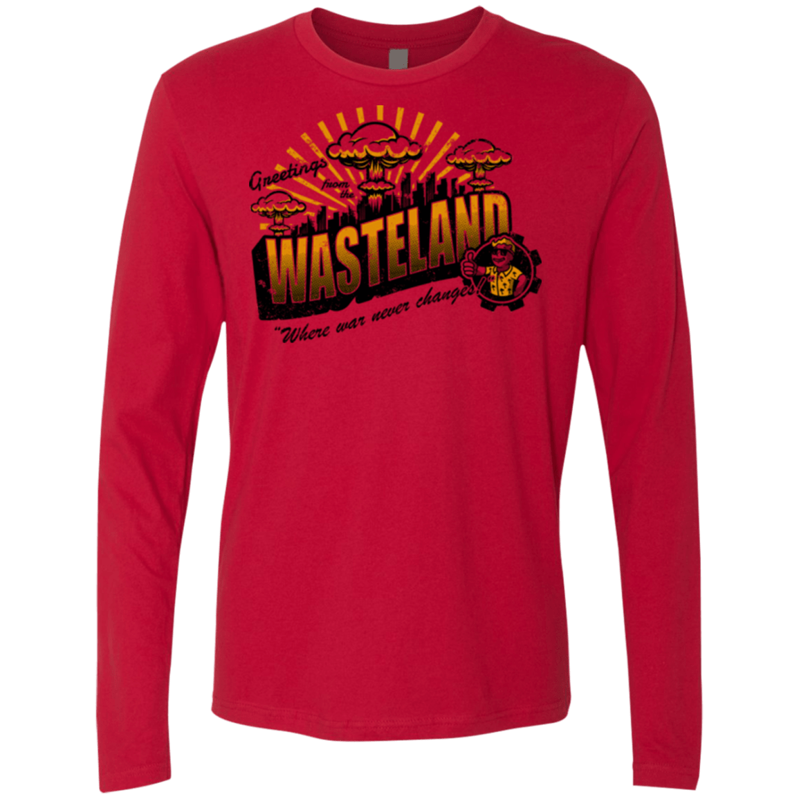 T-Shirts Red / Small Greetings from the Wasteland! Men's Premium Long Sleeve