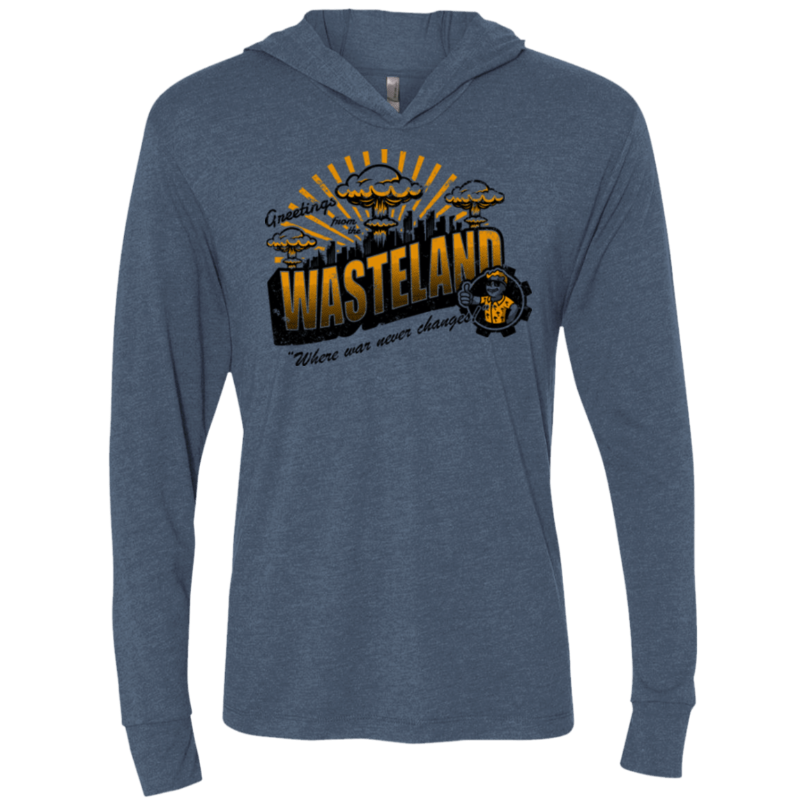 T-Shirts Indigo / X-Small Greetings from the Wasteland! Triblend Long Sleeve Hoodie Tee