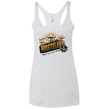 T-Shirts Heather White / X-Small Greetings from the Wasteland! Women's Triblend Racerback Tank