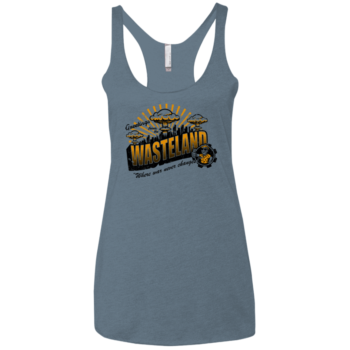 T-Shirts Indigo / X-Small Greetings from the Wasteland! Women's Triblend Racerback Tank