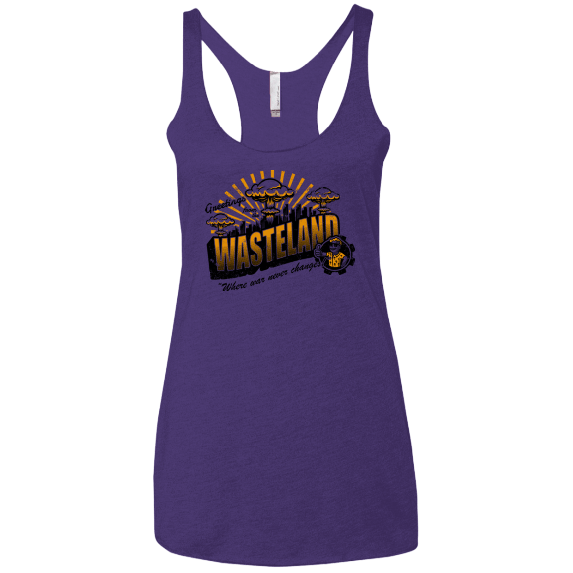 T-Shirts Purple / X-Small Greetings from the Wasteland! Women's Triblend Racerback Tank