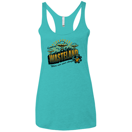 T-Shirts Tahiti Blue / X-Small Greetings from the Wasteland! Women's Triblend Racerback Tank