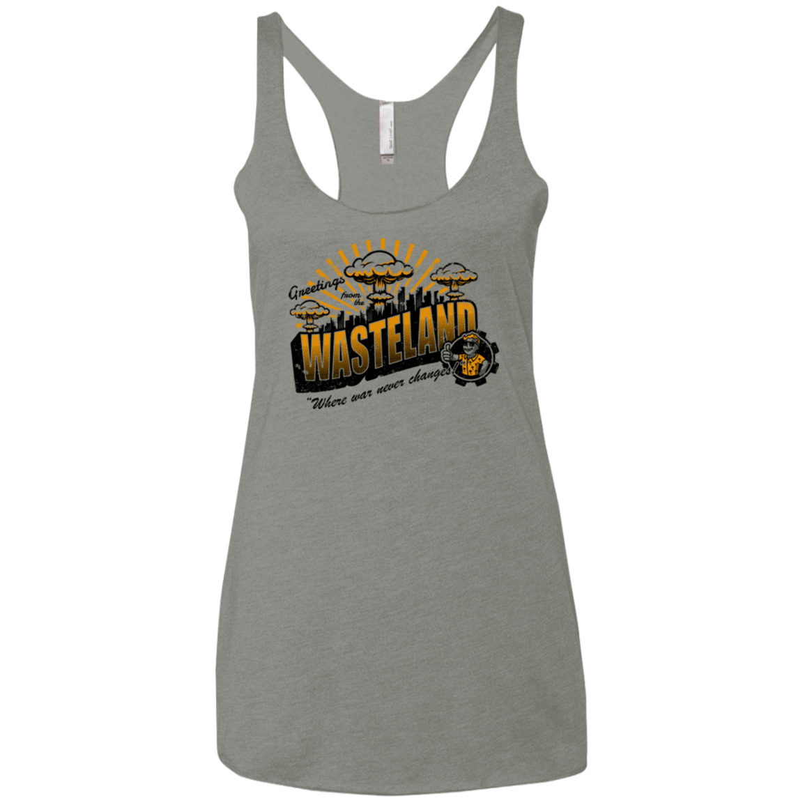 T-Shirts Venetian Grey / X-Small Greetings from the Wasteland! Women's Triblend Racerback Tank