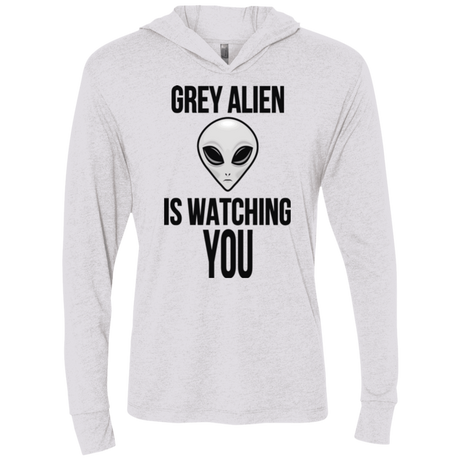 T-Shirts Heather White / X-Small Grey Alien Triblend Long Sleeve Hoodie Tee